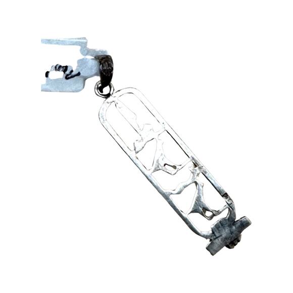 Vintage Egyptian Cartouche Pendant Sterling Silver - Picture 3 of 4